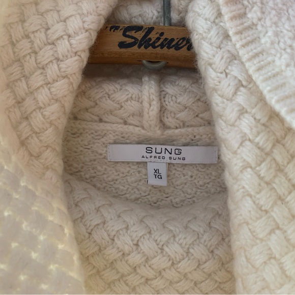 SUNG Alred Sung Womens Cowl Neck Sweater Waffle Knit White Size XL - Picture 6 of 6